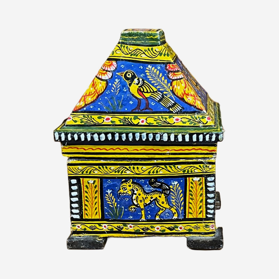 Thumbnail: Antique Hand Painted Indian Wedding Chest Wood Dowry Box