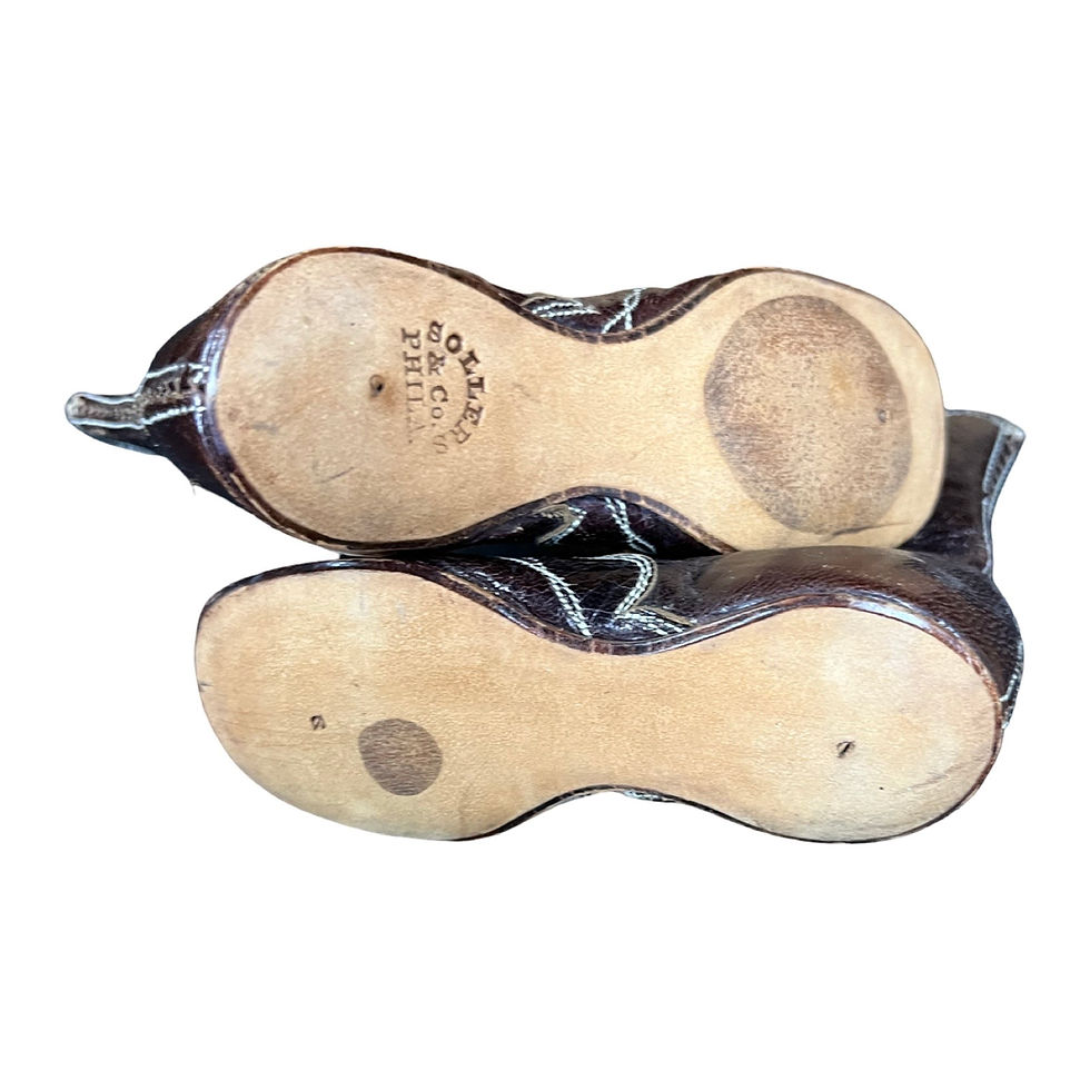 Thumbnail: Victorian Era Sollers Co Phila. High Button Baby Shoes Late 1800s