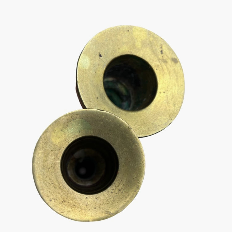 Thumbnail: Tall Mexican Heavy Brass Vintage TM Mosy Candlestick Set