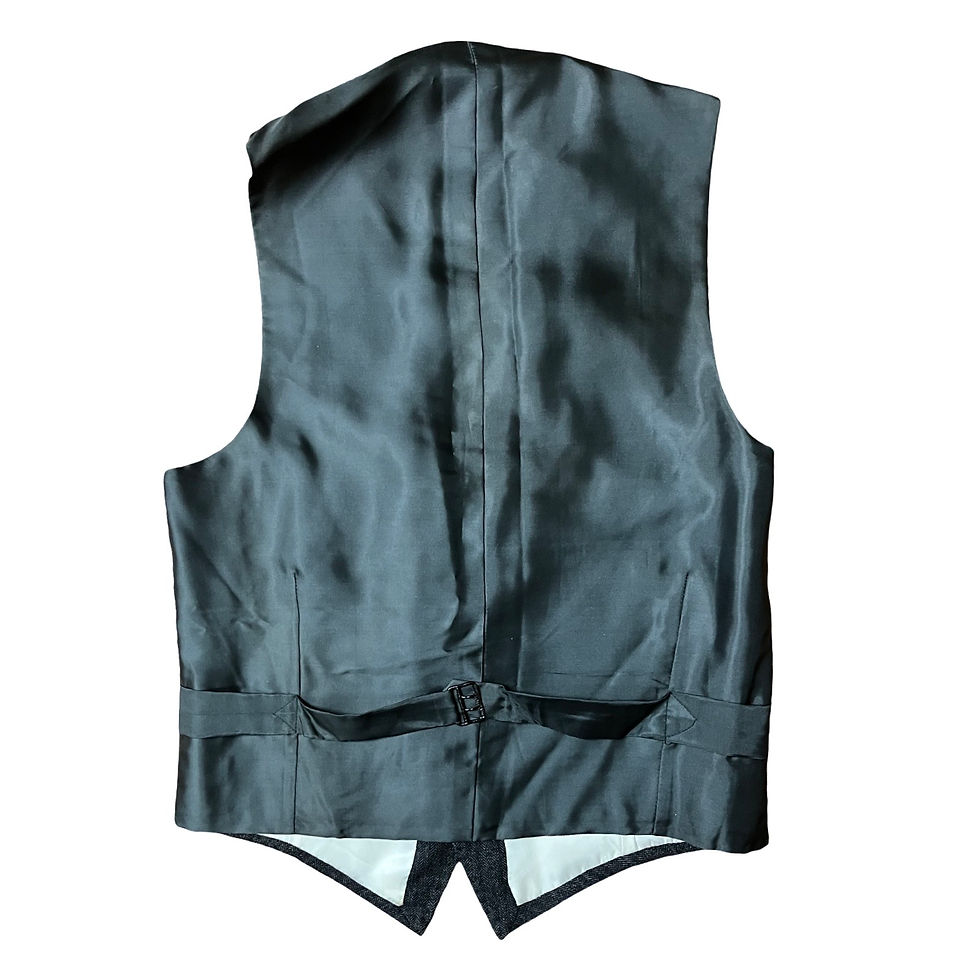 Thumbnail: Vintage Wool Herringbone Vest with Four Welt Pockets and Ivory Lining