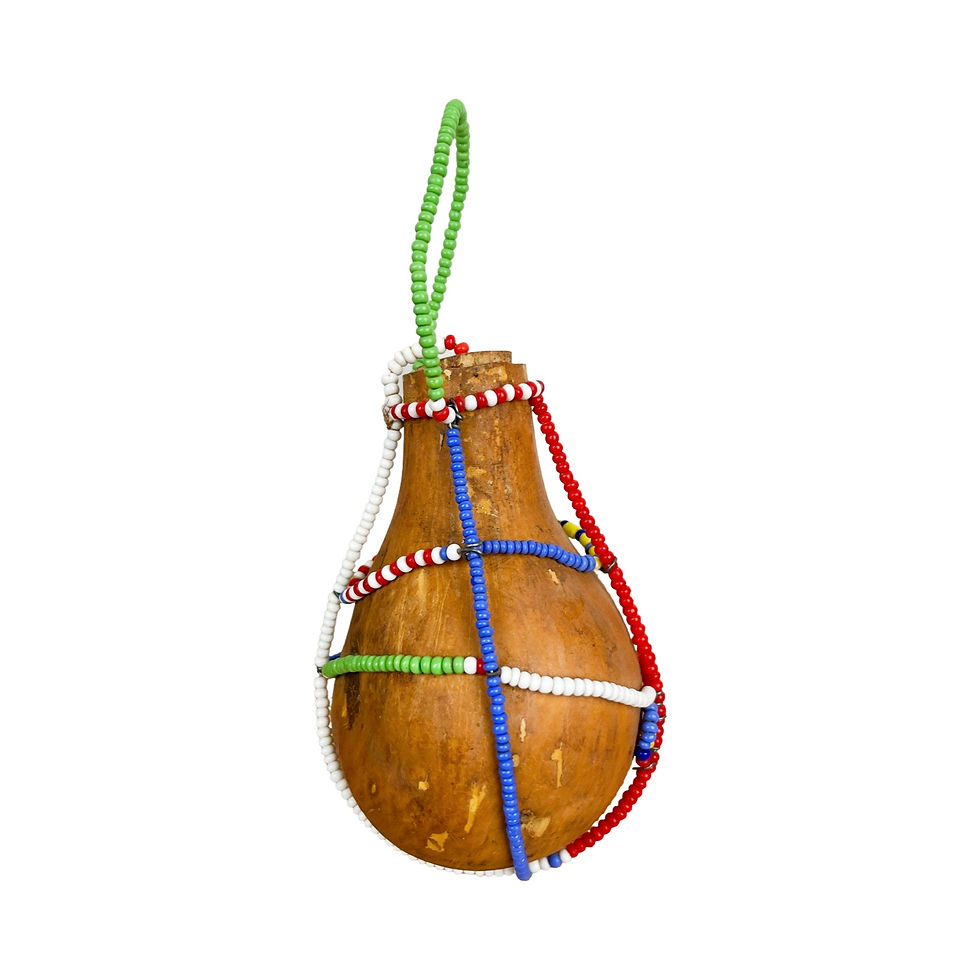 Thumbnail: Maasai Beaded Gourd Ornament / Flask, 4" Tall