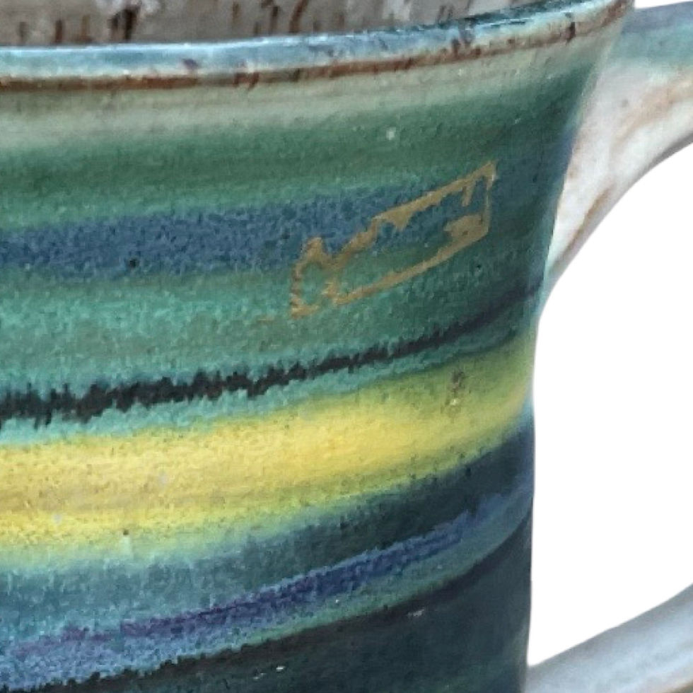 Thumbnail: Colorful Striped and Speckled Pitcher/Jug by Brooks, 4.75" Tall