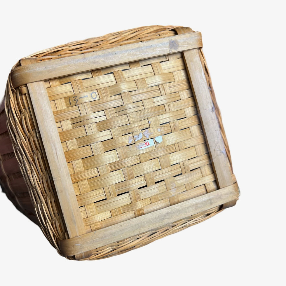 Thumbnail: Vintage Chinese Bamboo Wicker Basket 4 ¾” Tall