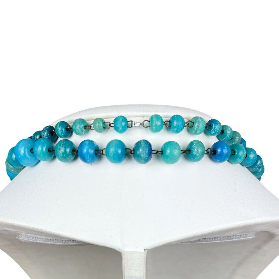 Thumbnail: Sea Green and Blue Beaded Flapper Necklace 46”