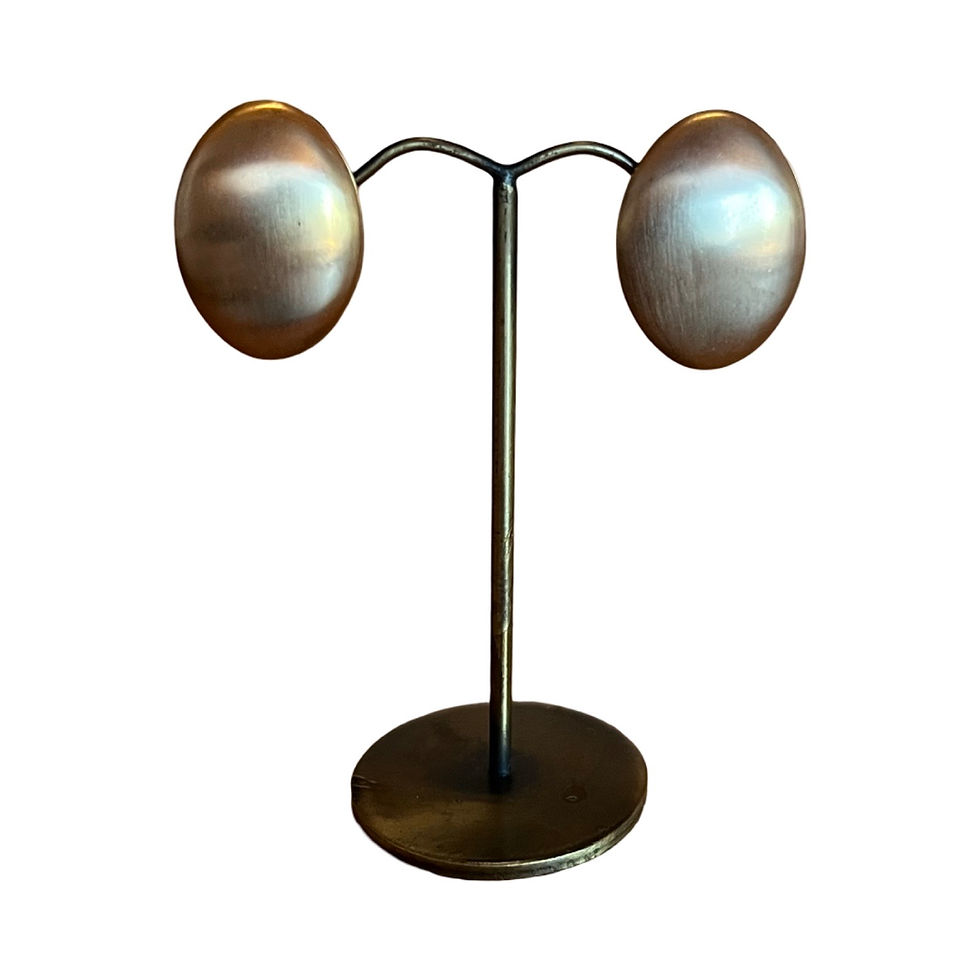 Thumbnail: Oval Gold Tone Button Clip On Earrings
