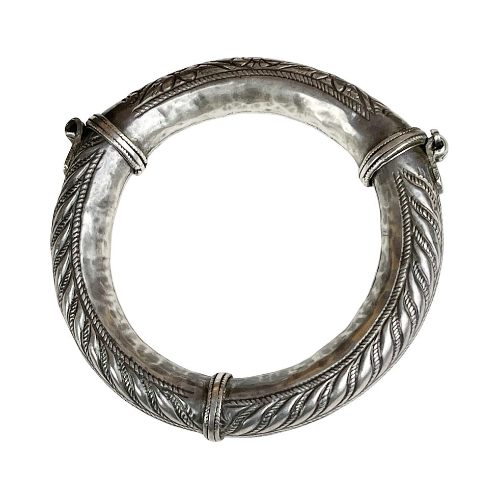 Thumbnail: Antique Silver Rajasthani Hinged Anklet or Bracelet 6.75”
