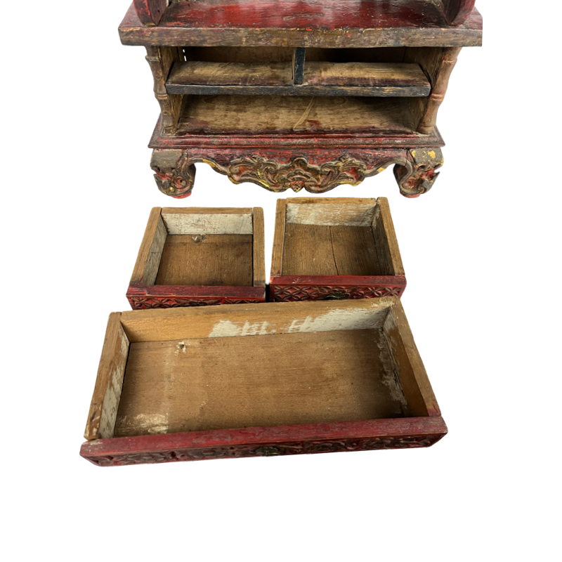 Thumbnail: Antique Indonesian Handcarved Vanity with Chest and Drawers (without Mirror)