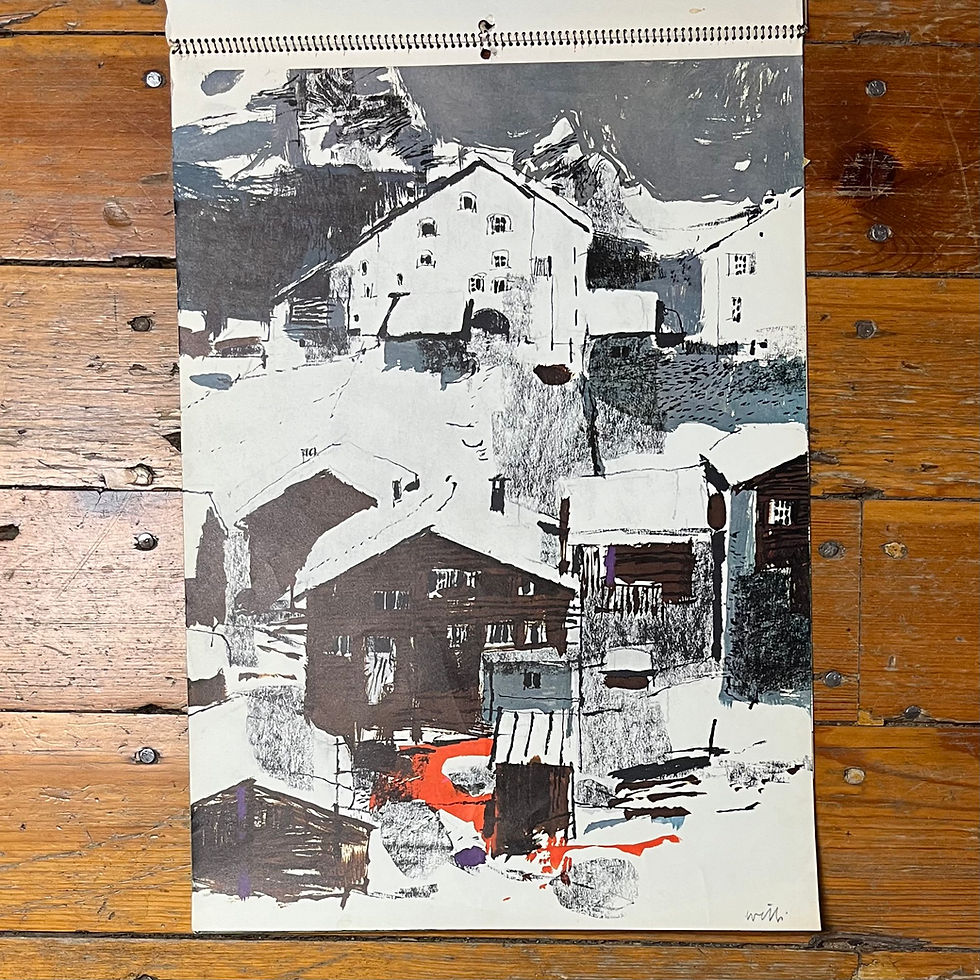 Thumbnail: Swiss and Austrian Village Vintage Wall Calendar Poster Pages, Hugo Wetli, 1960s