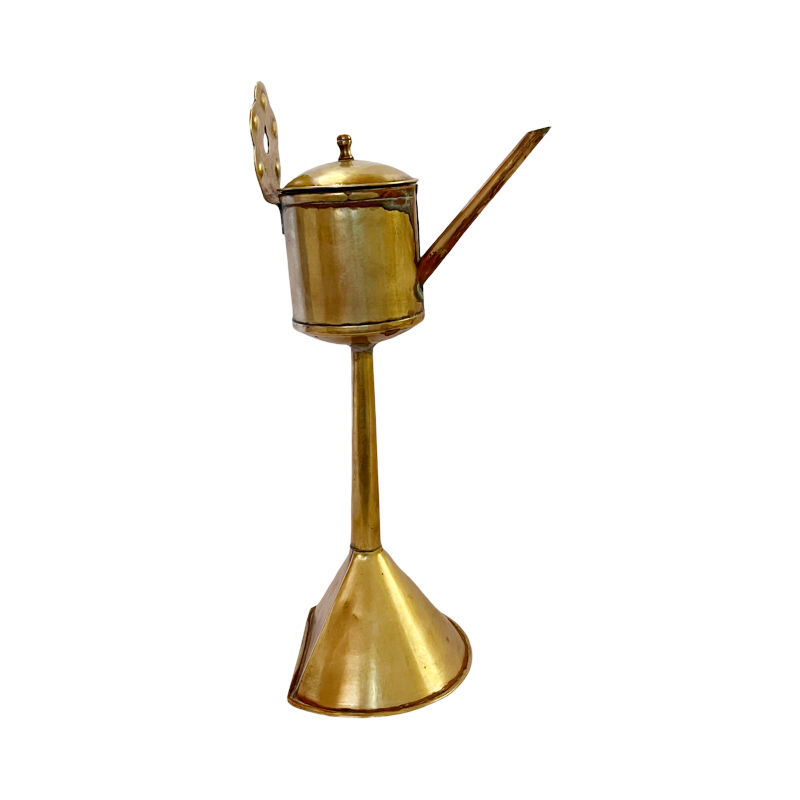 Thumbnail: Antique Brass Whale Oil Lamp