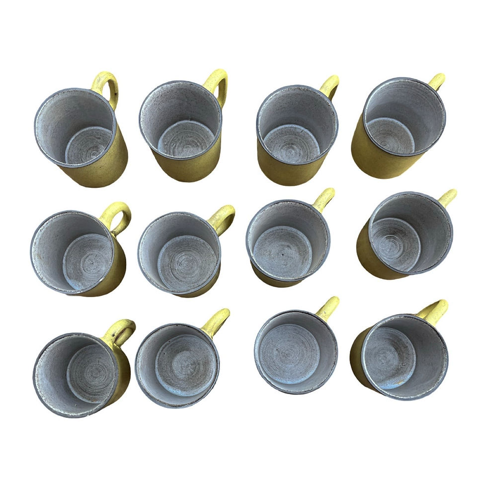 Thumbnail: Vintage Light Olive Demitasse Cups and Saucers, 1960s (Set of 12)
