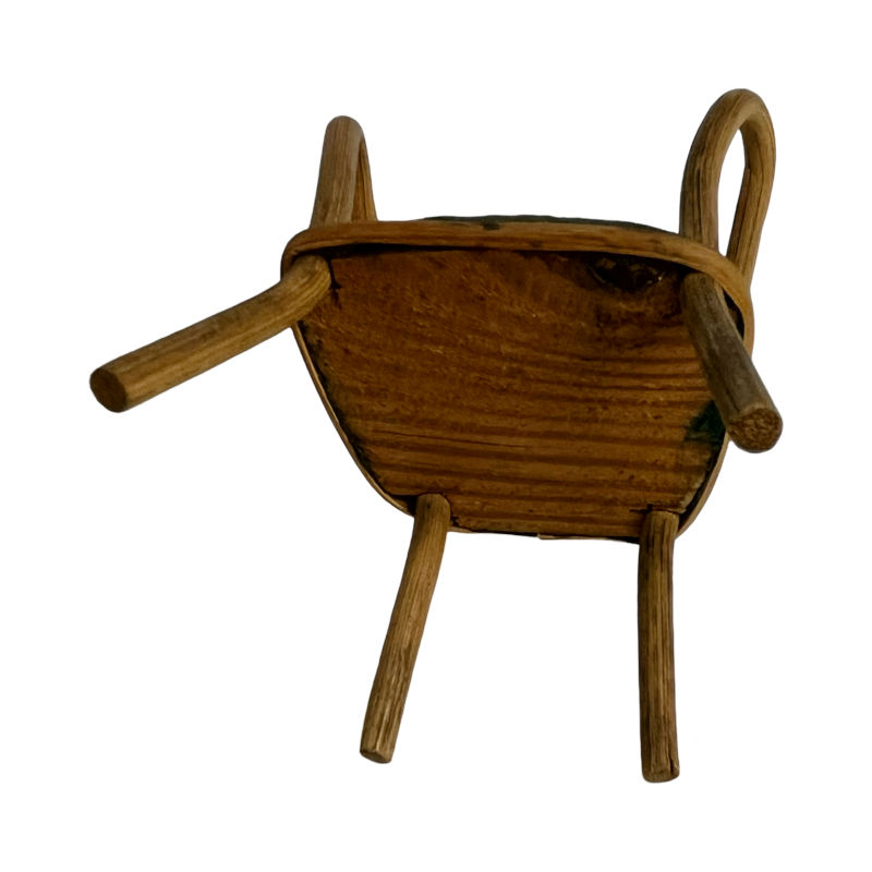 Thumbnail: Antique Dollhouse Furniture / German Knitting Table (Broken) with Chair (1900s)