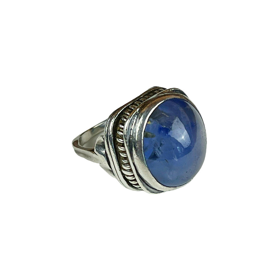 Thumbnail: Unisex Blue Stone Unmarked Silver Ring, Size 5.75
