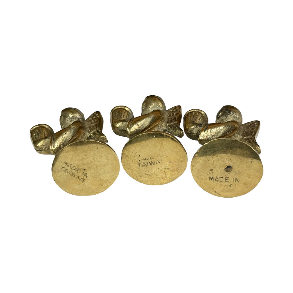 Thumbnail: Brass Angels with Tiny Candleholders, 1.75” Tall (Set of 3)