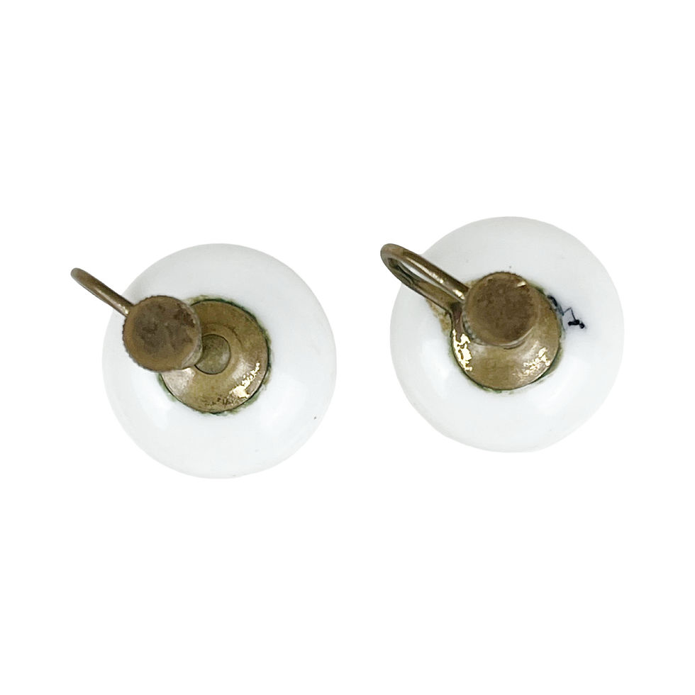 Thumbnail: White Plastic Button Screw Back Earrings