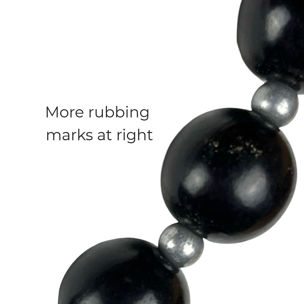Thumbnail: Vintage Black Bead Choker with Silver Tone Spacers 16.5”