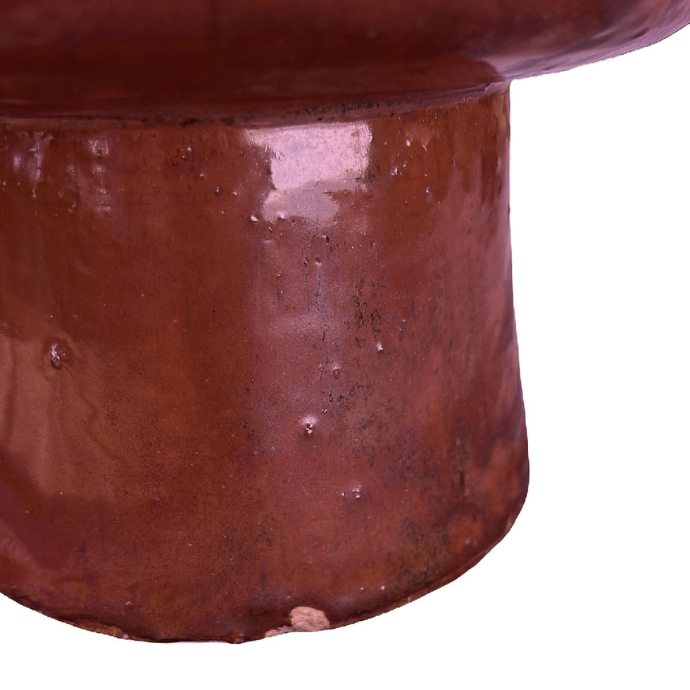 Thumbnail: Deep Pedestaled Heavy Brown Glazed Stoneware Jar / Vase, 8 1/4" Tall