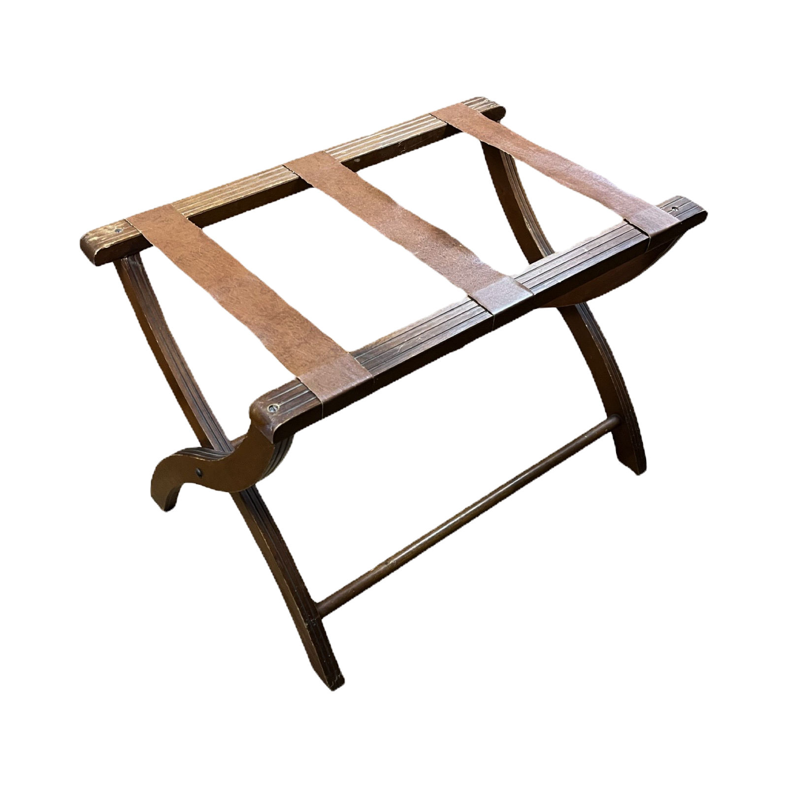 Vintage ‘Quality Vogue’ Foldable Wood Luggage Rack/Side Table (With Cracks)
