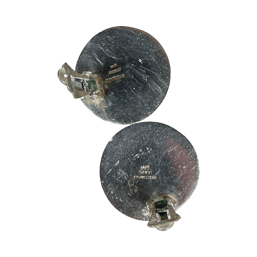 Thumbnail: Vintage Mexican Silver Plated Clip on Earrings