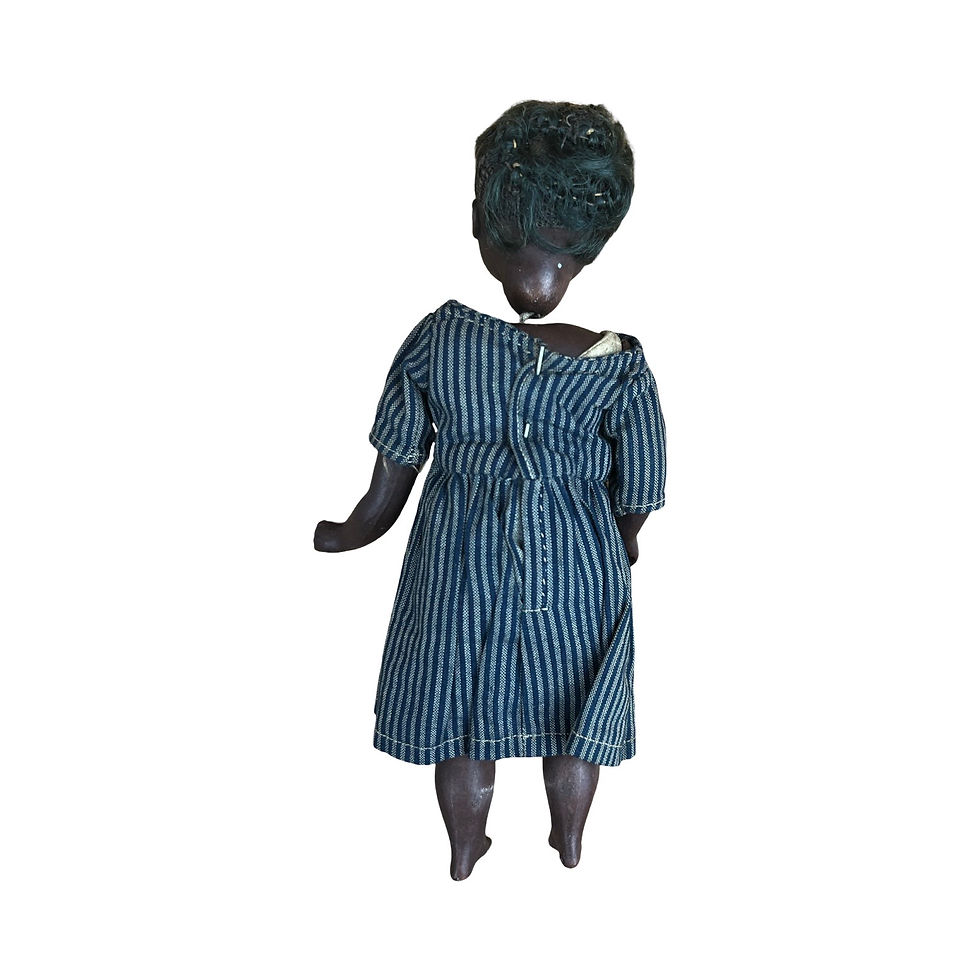 Thumbnail: Rare Antique Black Bisque Doll, Jointed (In Need of Repair), 6” Tall