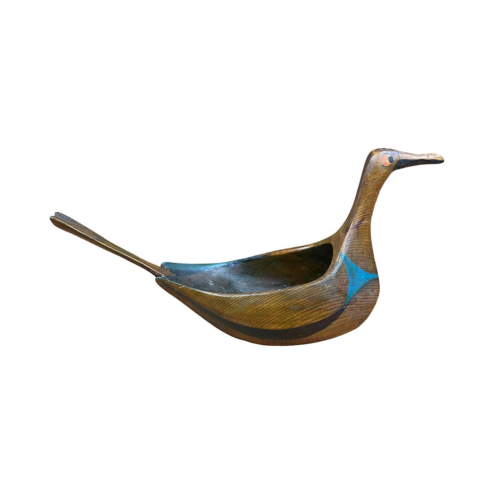 Thumbnail: Hand Carved and Painted Vintage George Paulus Wood Swan Trinket Bowl