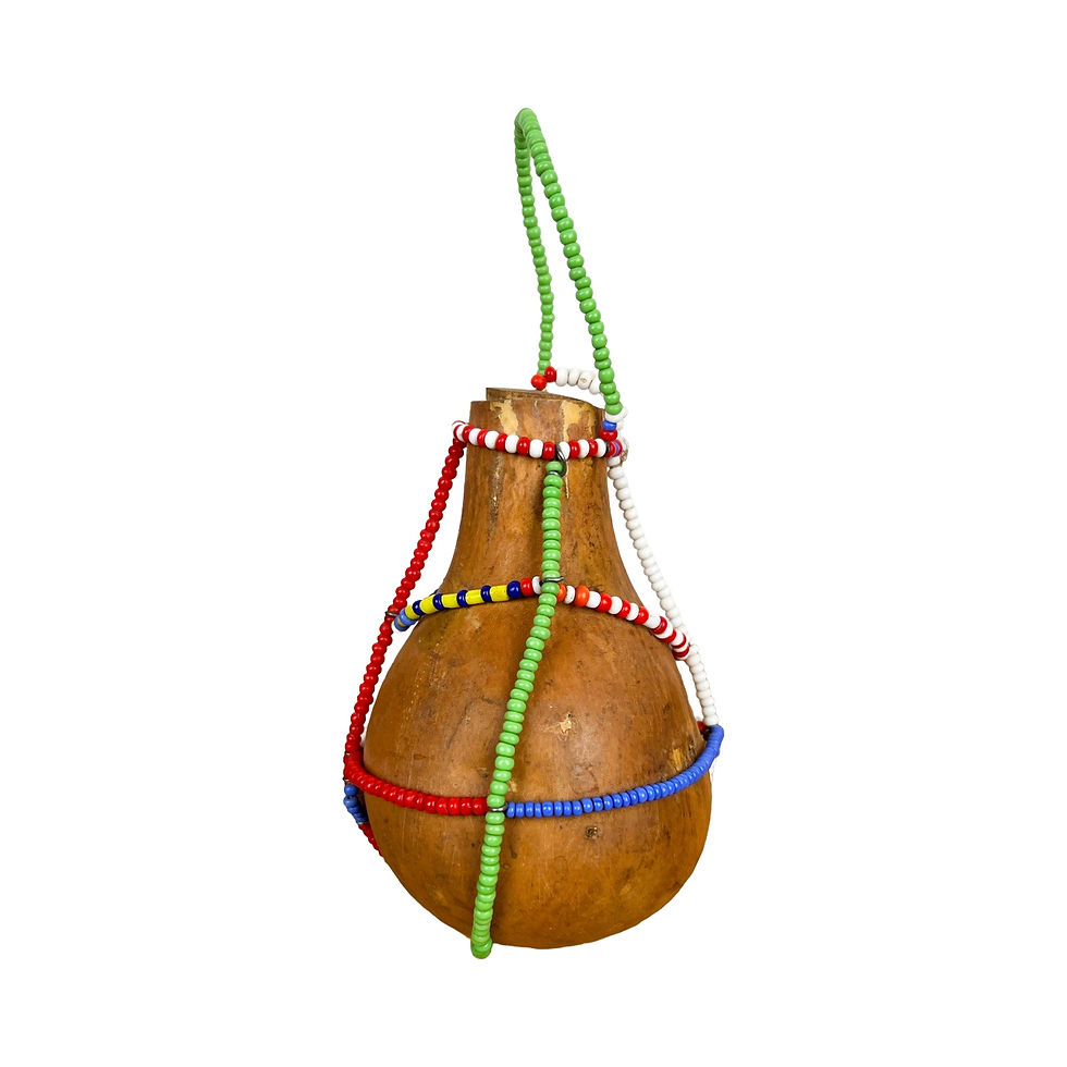 Thumbnail: Maasai Beaded Gourd Ornament / Flask, 4" Tall