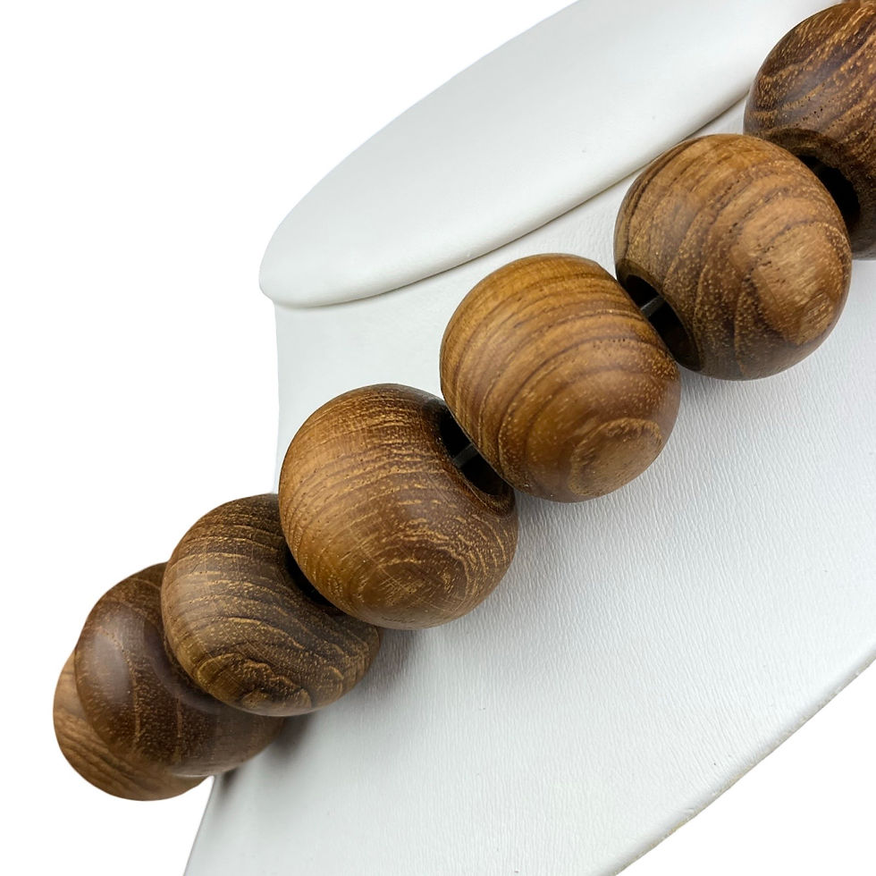 Thumbnail: Chunky Large Rare Yakasugi Cedar Wood Bead Necklace, 18”