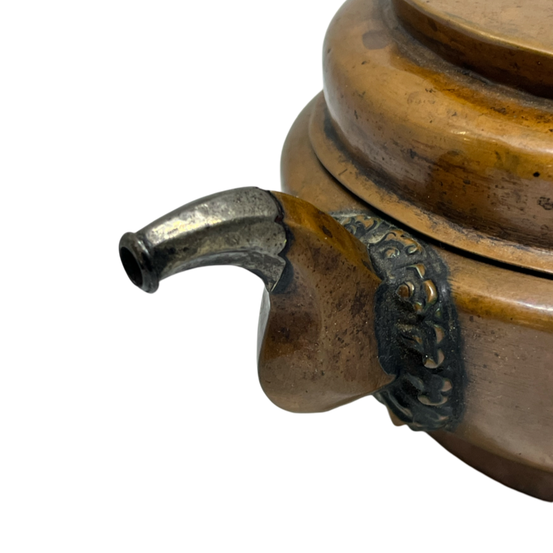 Thumbnail: Vintage Tibetan Copper Ritual Teapot with Plate and Saucer