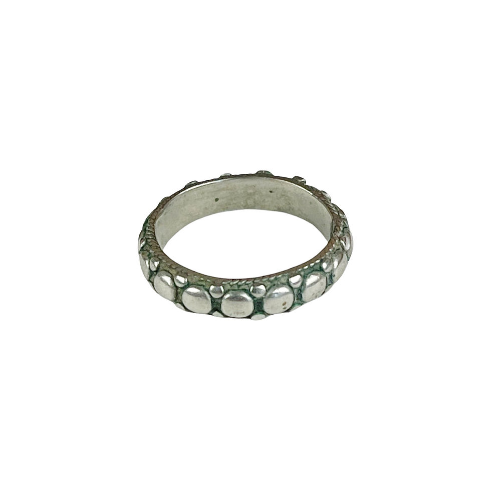 Thumbnail: Vintage Unmarked Silver Beaded Studs Ring Size 5.5