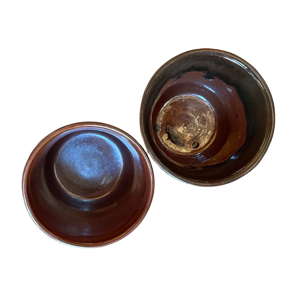 Thumbnail: Earth Toned Glazed Sake Cups/Tea Cups by SiB (Set of 2), 3" Tall