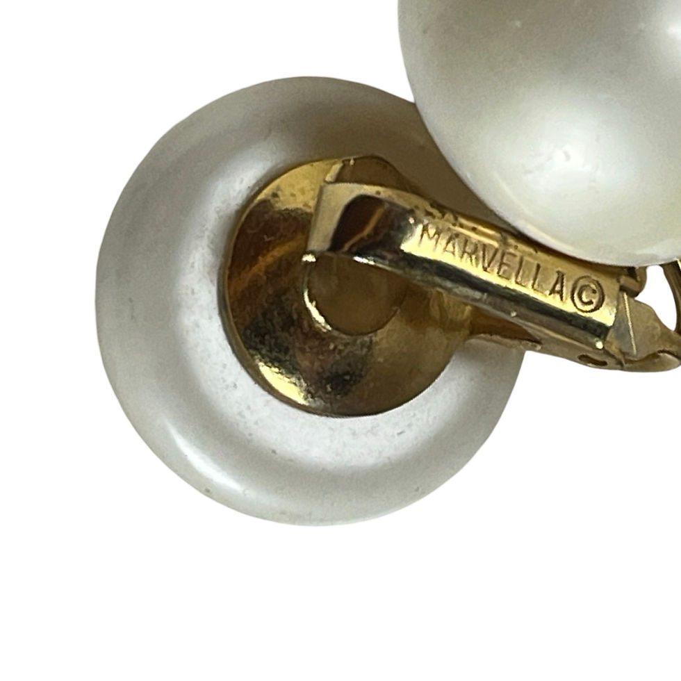 Thumbnail: Vintage Marvella Faux Pearl Clip On Earrings