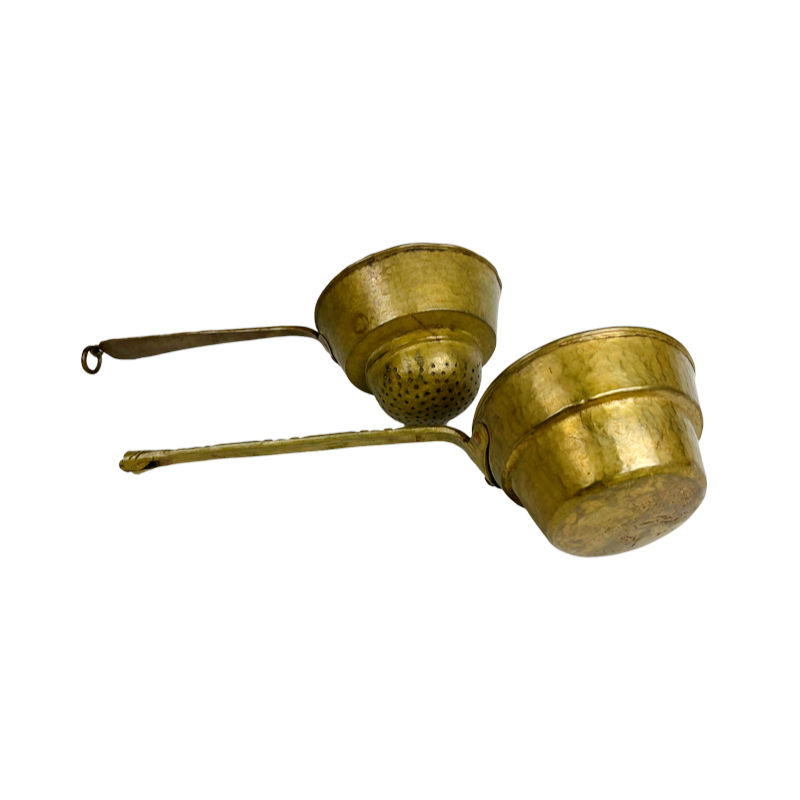 Thumbnail: Tibetan Brass/Tin Butter Tea Strainer and Cup (Set of 2 Pieces)