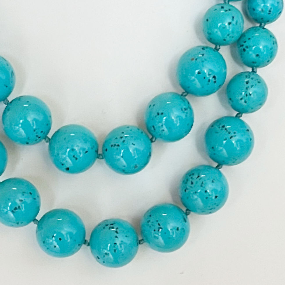 Thumbnail: Faux Turquise Spotted Gumball Bead Double Strand Necklace 18.5”