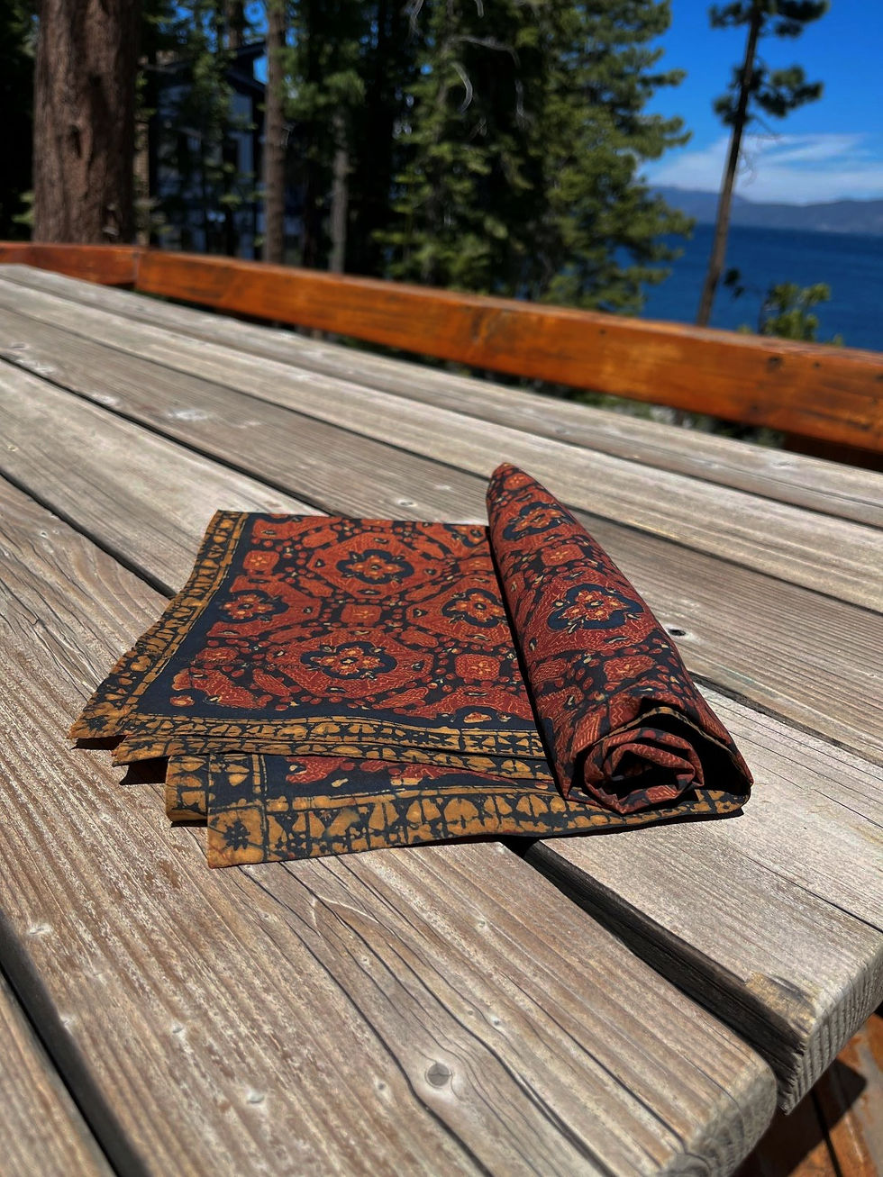 Thumbnail: TI 014 Square Batik with Red and Black Flowers / Small Tablecloth