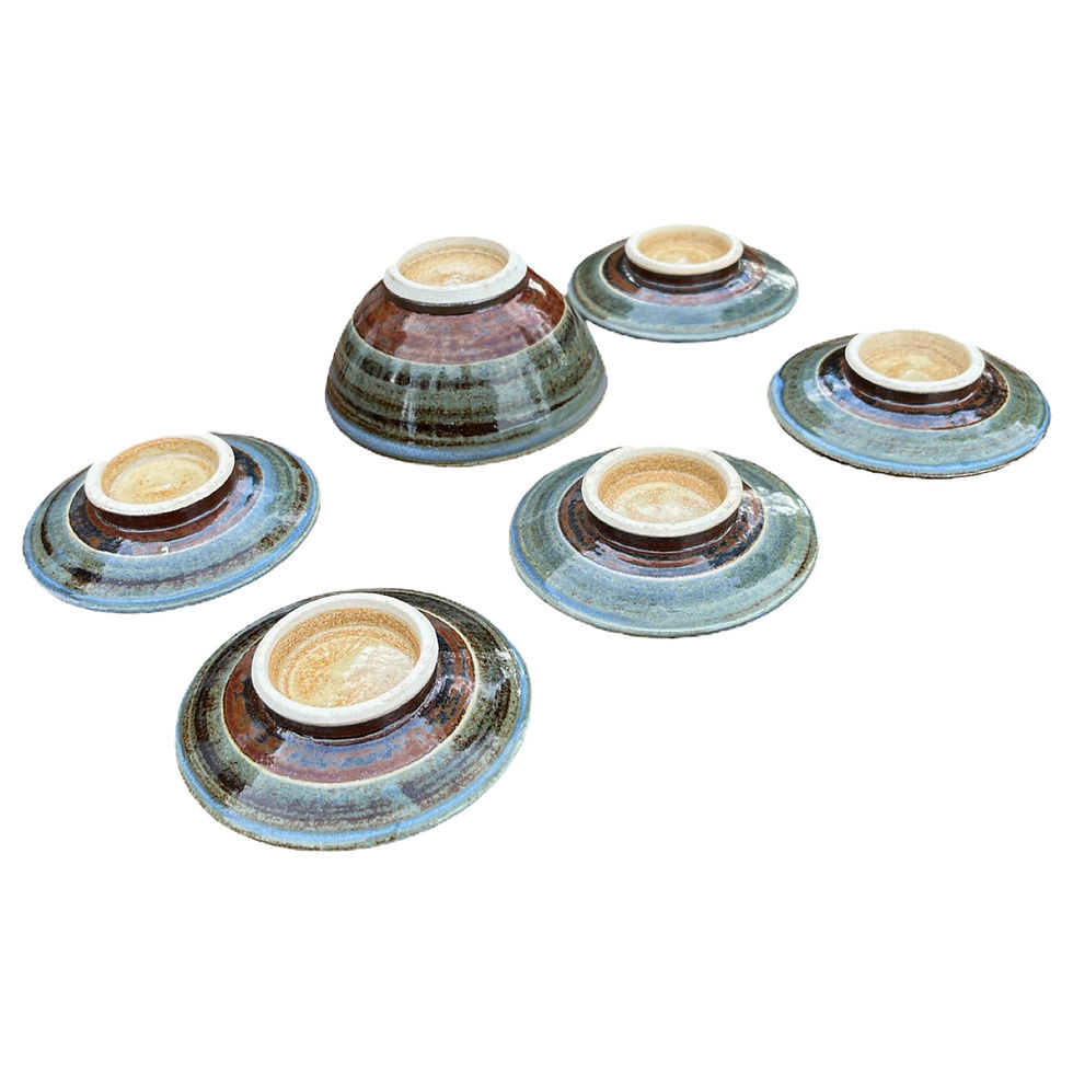 Thumbnail: Vintage Japanese-Inspired Snack Bowl and Personal Platters (Set of 6)