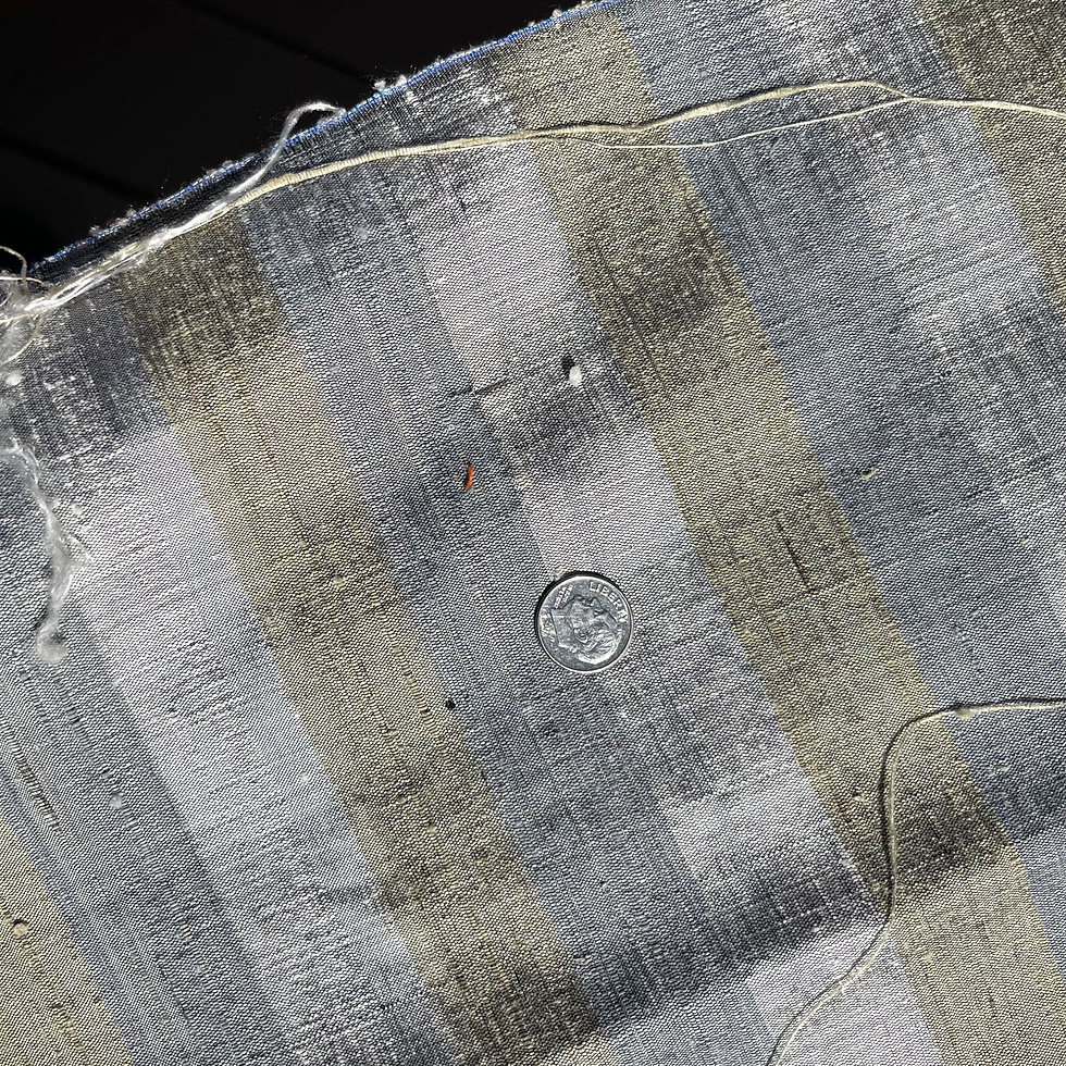Thumbnail: TS 039 5 yards of Raw Thai Silk (Gold, Silver, Blue-Gray Stripes)