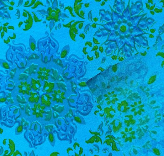 Thumbnail: TOTT 021 Bright Blue and Mustard Floral Fabric
