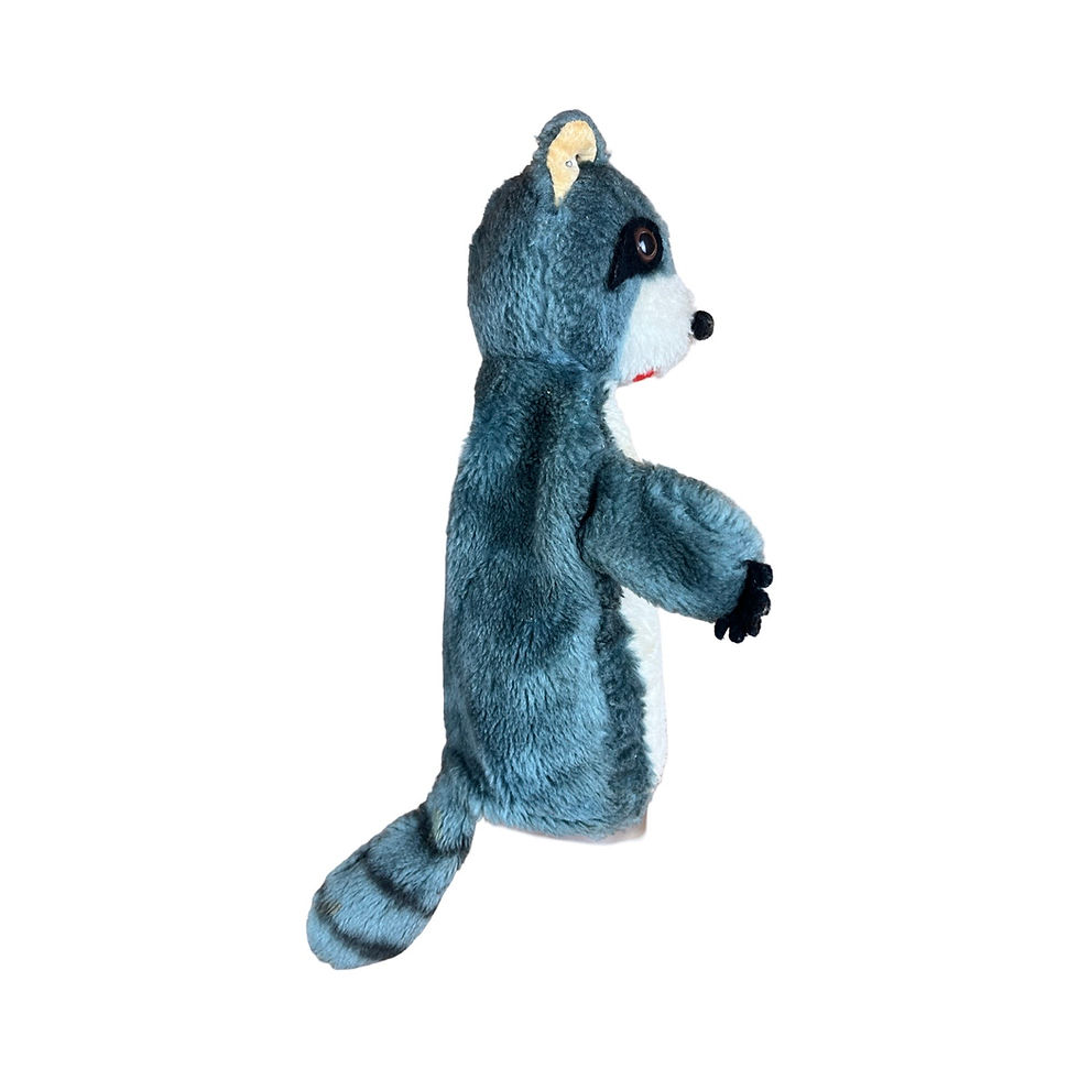 Thumbnail: Vintage R Dakin & Co Gray and White Raccoon Hand Puppet, 1976