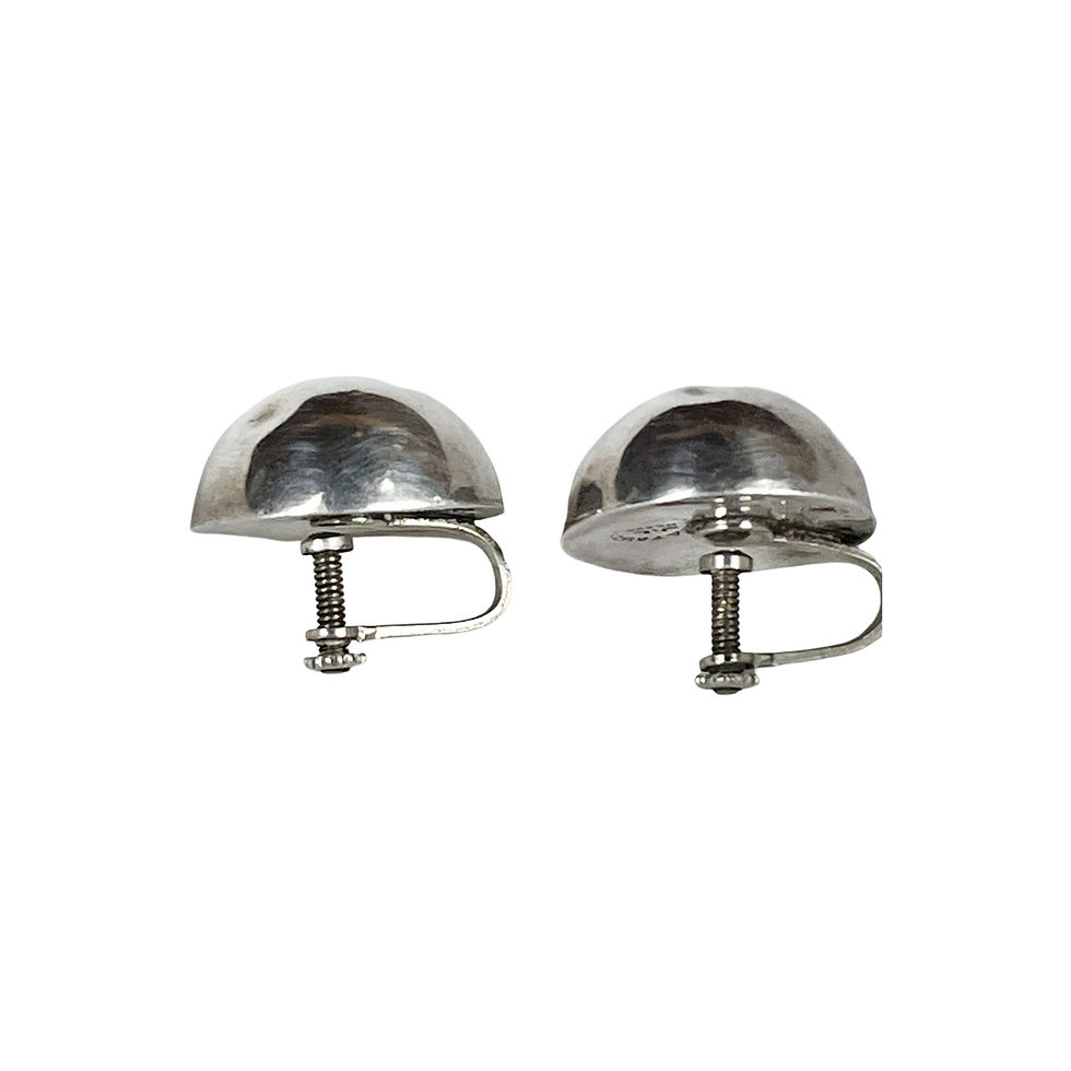 Thumbnail: Vintage Silver Tone Dimpled Bauble Screw Back Earrings