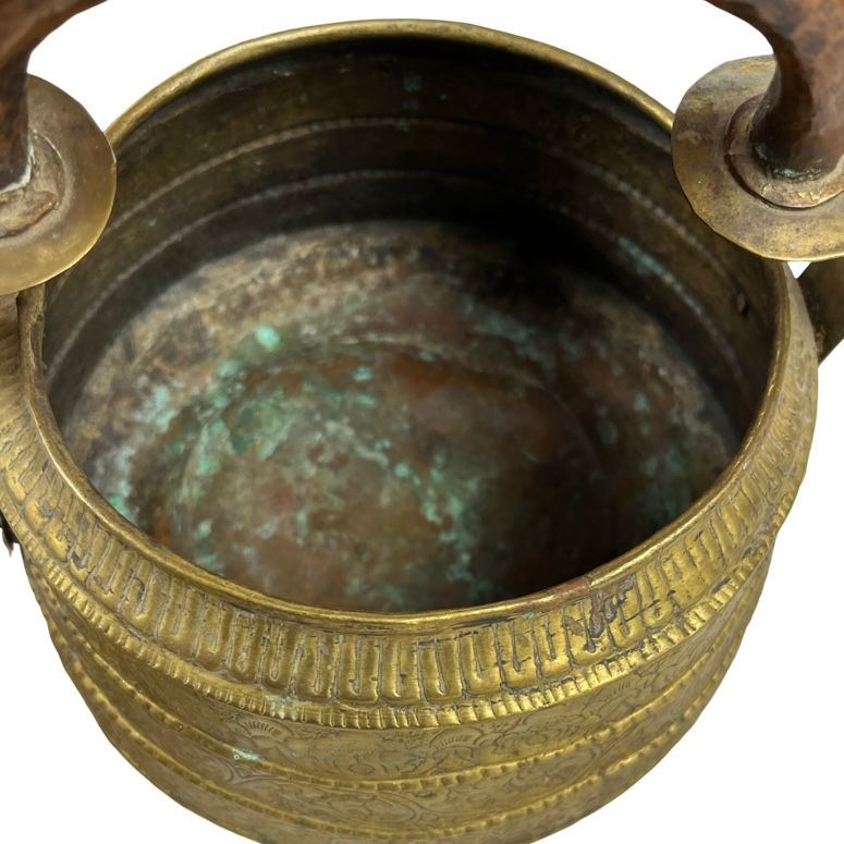 Thumbnail: Nepali Hand Hammered Plate and Repoussed Pot with Wood Handle (1960s)