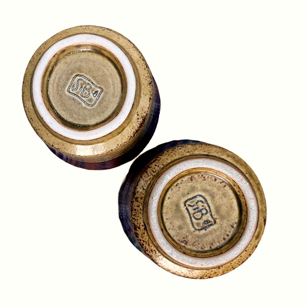 Thumbnail: Earth Toned Glazed Sake Cups/Tea Cups by SiB (Set of 2), 3" Tall