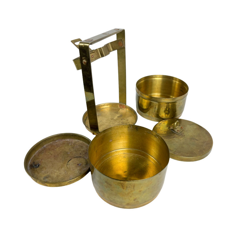 Thumbnail: Antique Brass Tiffin Box Lunchbox Bento Box