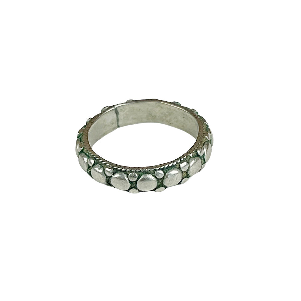 Thumbnail: Vintage Unmarked Silver Beaded Studs Ring Size 5.5