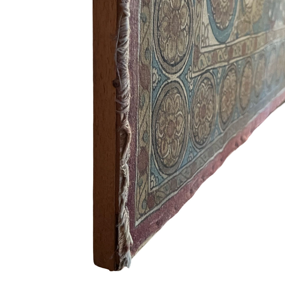 Thumbnail: Large Vintage Kalamkari Painting Wall Hanging Mounted (51” x 64.5”)
