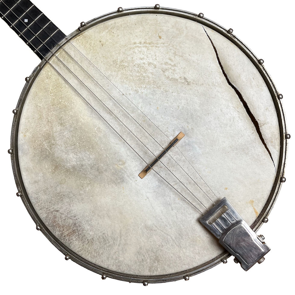 Thumbnail: Antique Wurlitzer 4 String Open Back Tenor Banjo, c 1920s (Head Ripped)