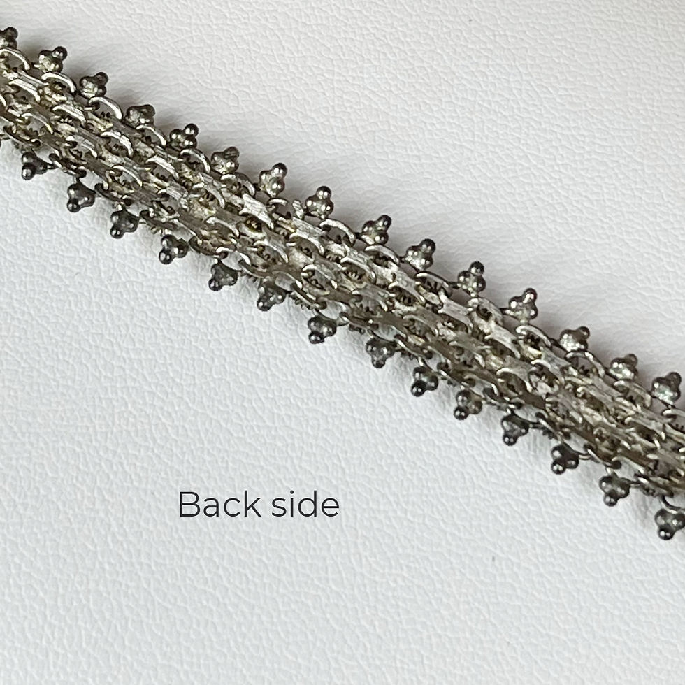 Thumbnail: Vintage Lao Dok Phikoun Silver Flower Cannetille and Filigree Choker, 13.5”