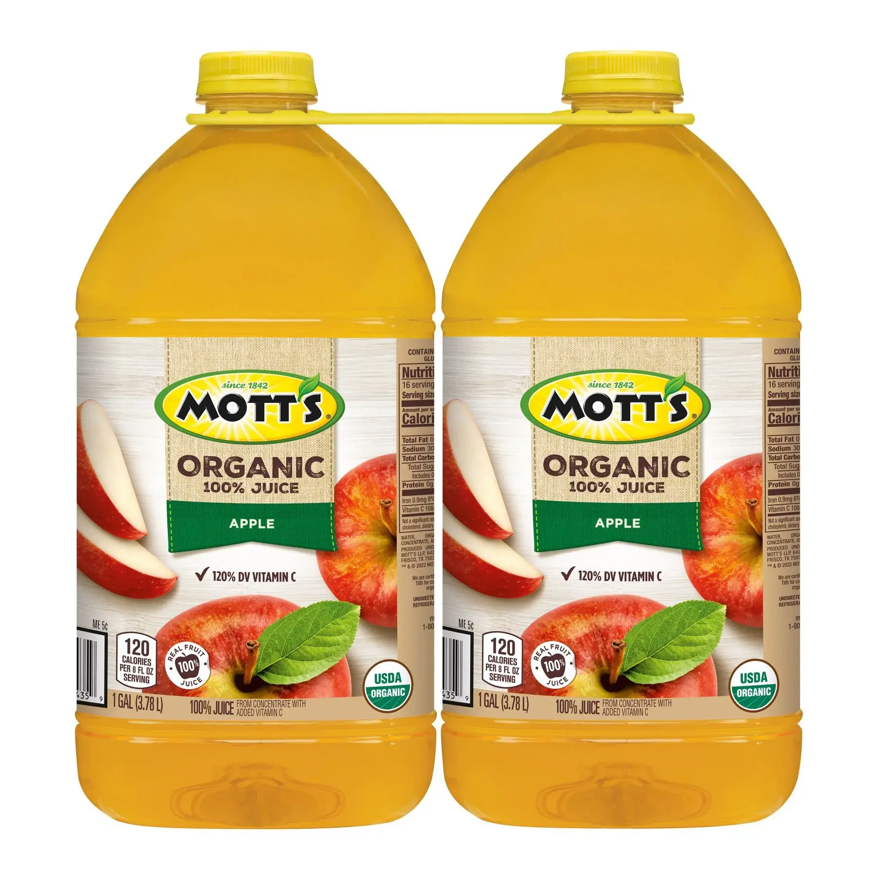Mott's 有机苹果汁，2 x 128 液量盎司