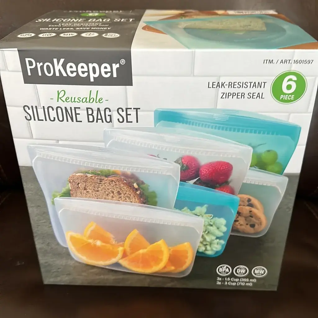 Prokeeper Reusable Silicone Bags, 6 count