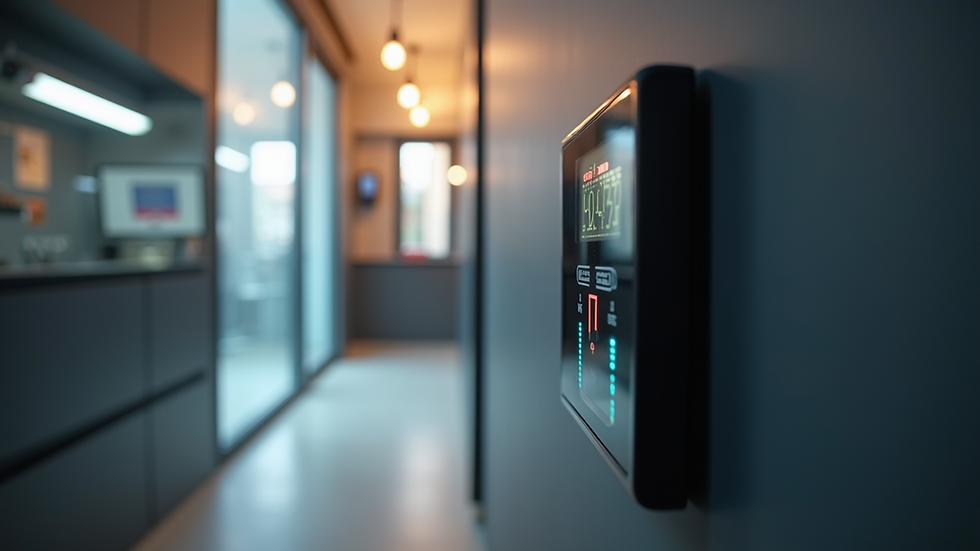 Eye-level view of a modern heating system with digital controls