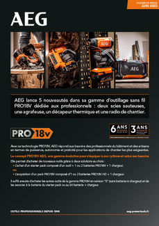 Dossier de Presse AEG Nouveautés gamme PRO 18V