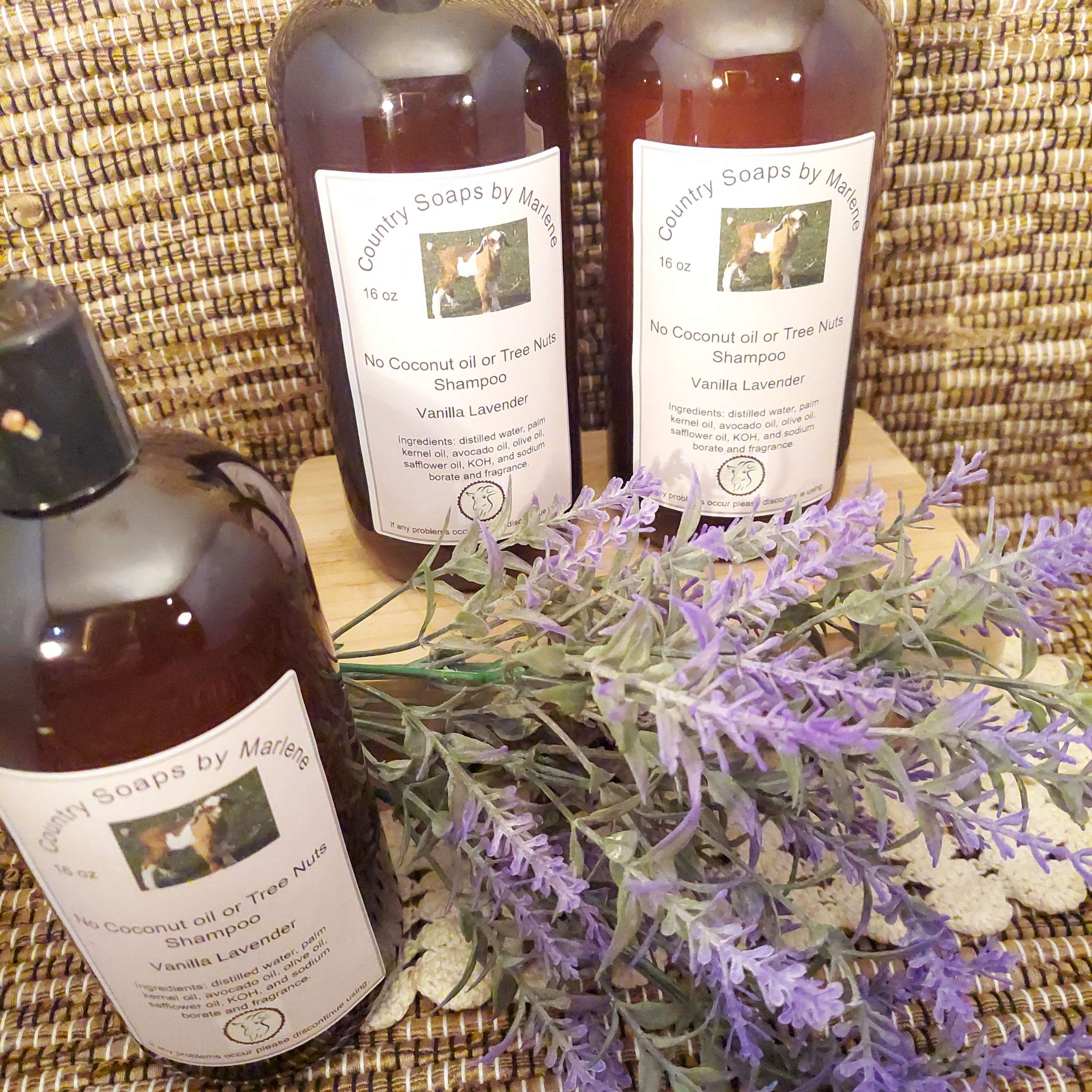 Lavender Vanilla Liquid Shampoo NO coconut oil  or tree nuts  16 oz